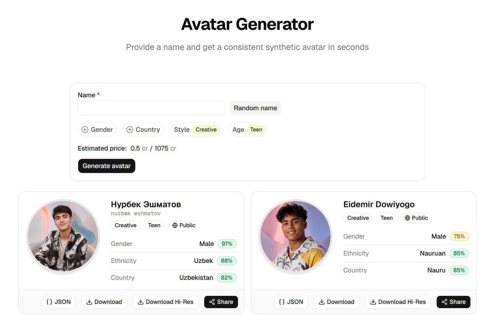 Name to Avatar