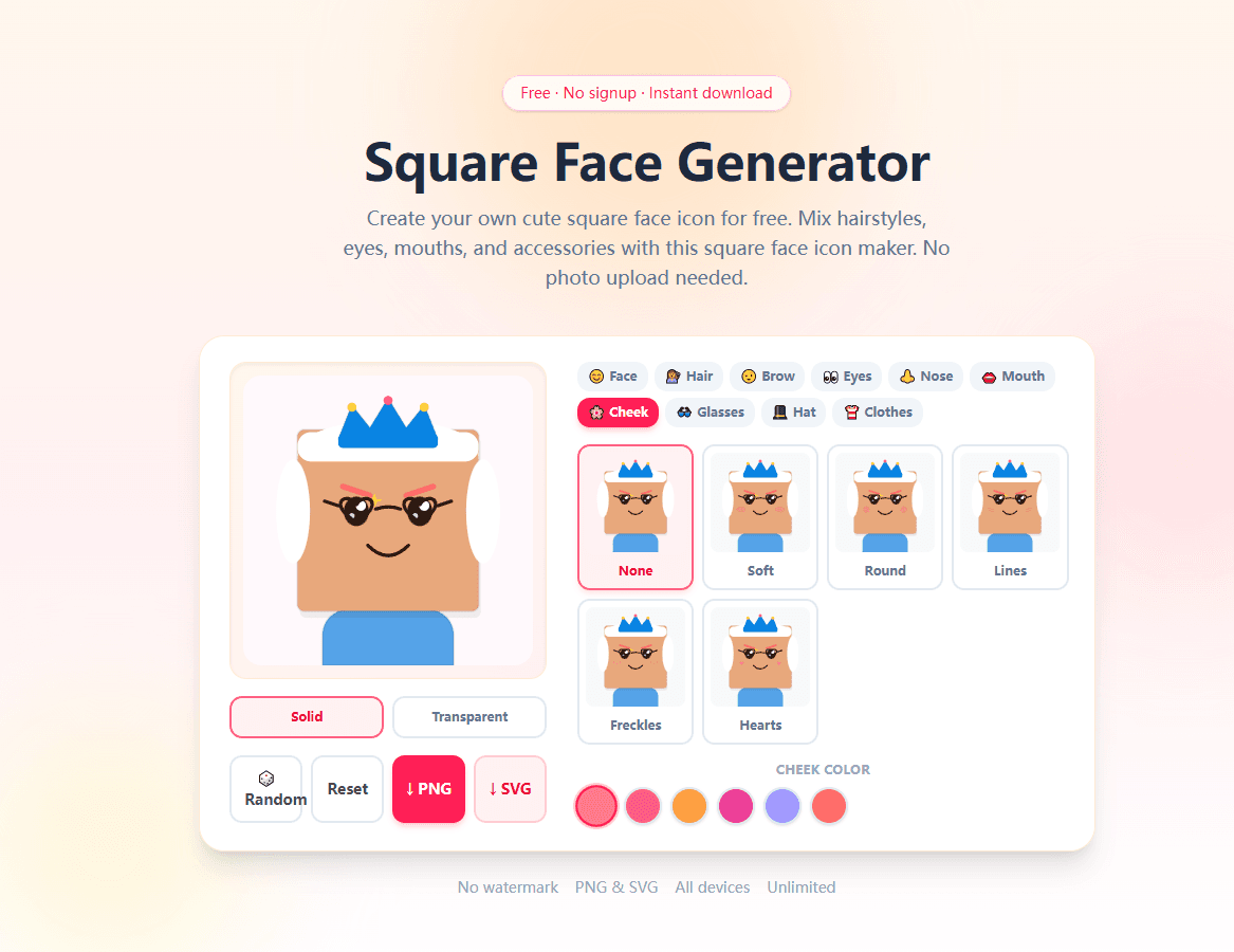Square Face Generator