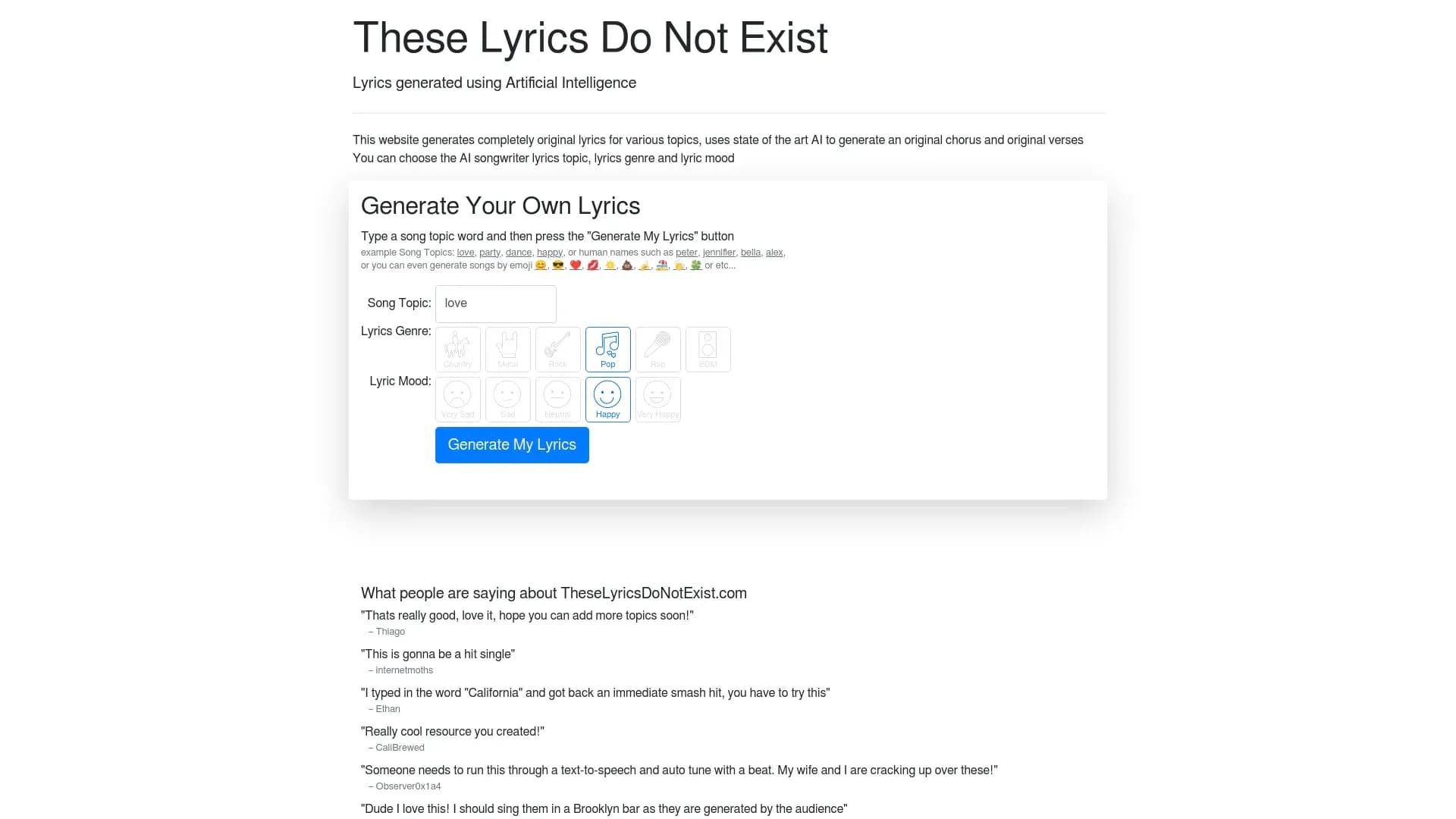 Theselyricsdonotexist