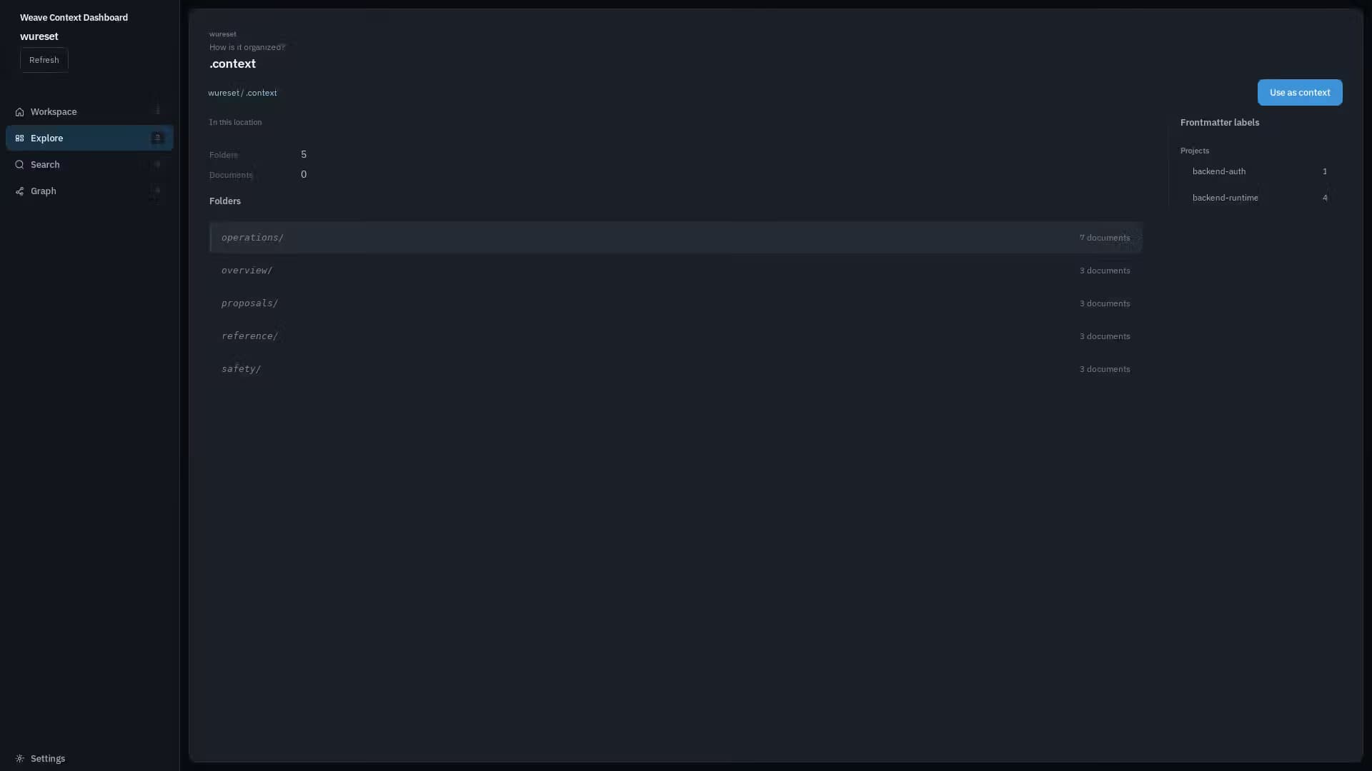 Weave Context Dashboard